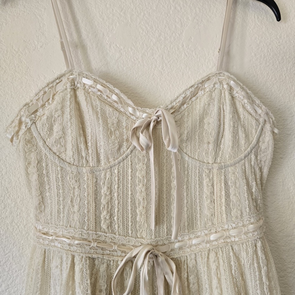 Women's Lace Dress Sz Med Fairy Whimsy Coquette Babydoll Festival Boho Gypsy Y2k - Picture 4 of 12